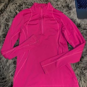Hot Pink Fitted Half Zip Athletic Top
